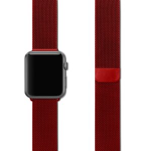 Maroon Red Magnetic Metal Loop Watch Strap