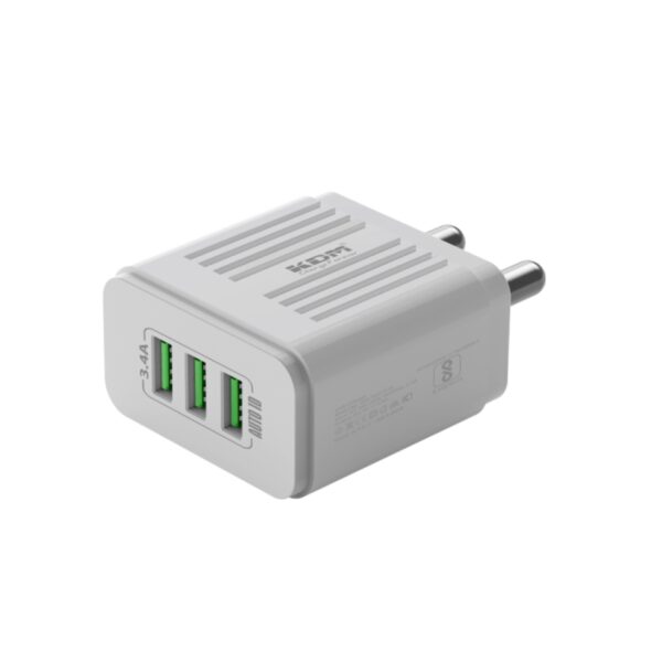 Adapter with 3.4 Amp 3 port USB Charger