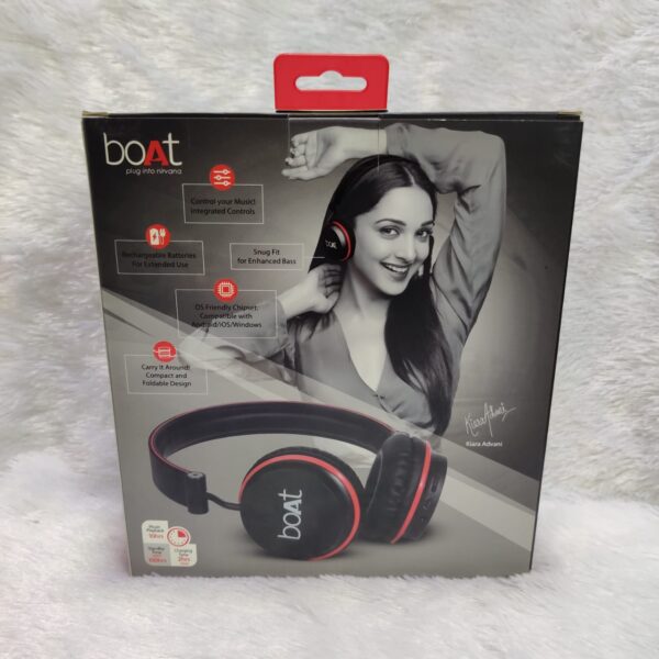 Boat Super Bass Rockerz 400 Bluetooth On-Ear Headphones with Mic (Red Black)