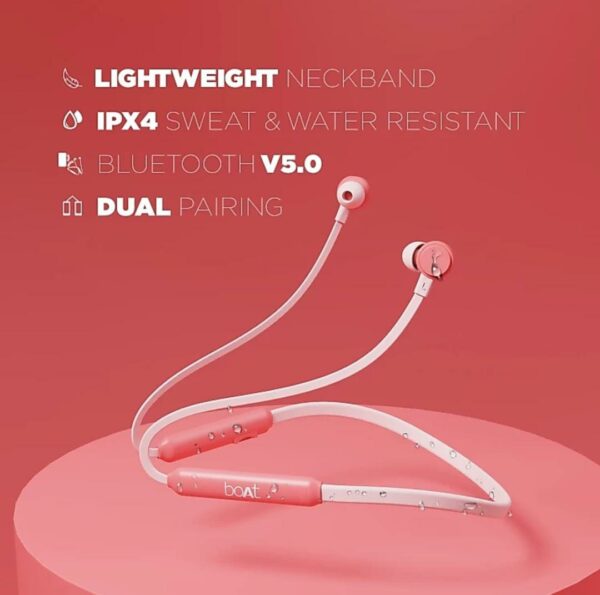 BOAT 103 Wireless Bluetooth Earphones (Mint Pink)
