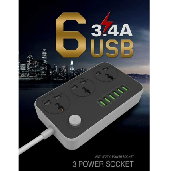JTP Universal Charging Jack with 3.4 AMP 6 USB