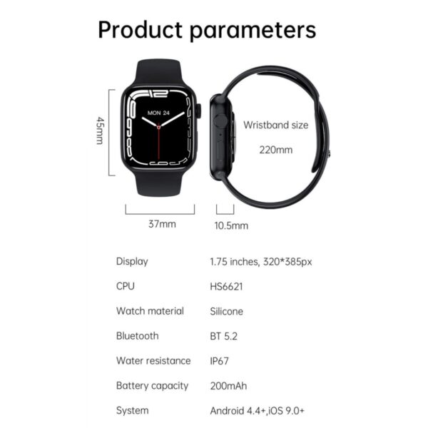 GW67 Plus Smartwatch Black Color
