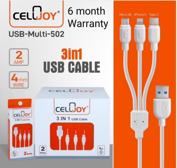 CellJoy 3 in 1 USB Data Cable