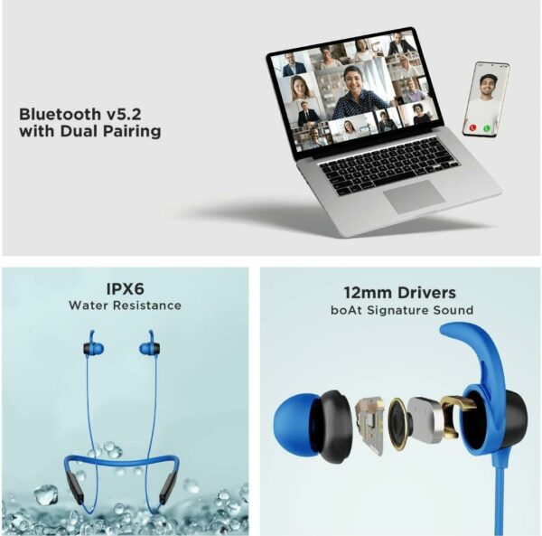 boAt Rockerz 255 Neo Bluetooth Neckband with ENx™ Tech (Furious Blue)
